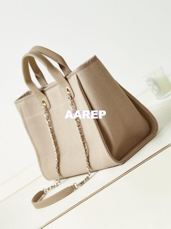 Replica Chanel Small Tote 2 in 1 Mixed Fibres, Calfskin Deauville Bag AS3257 Beige 5
