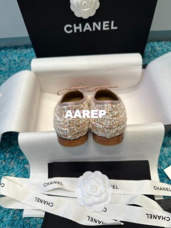 Replica Chanel Quilted Tweed and Grossgrain Cap Toe Ballerinas G02819 Pink Gold 7