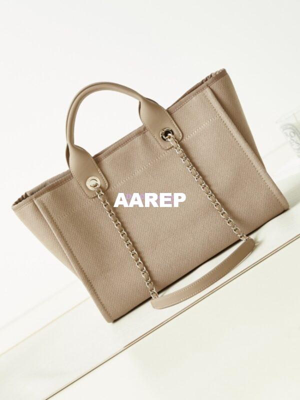 Replica Chanel Small Tote 2 in 1 Mixed Fibres, Calfskin Deauville Bag AS3257 Beige 8