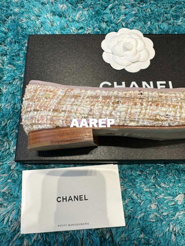 Replica Chanel Quilted Tweed and Grossgrain Cap Toe Ballerinas G02819 Pink Gold 10