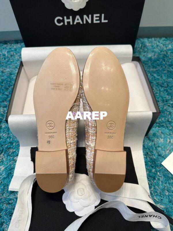 Replica Chanel Quilted Tweed and Grossgrain Cap Toe Ballerinas G02819 Pink Gold 11