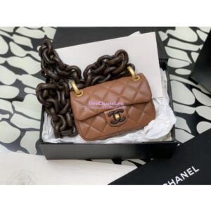 Replica Chanel Mini Flap Bag in Lambskin Wenge Wood AS4165 Light Brown