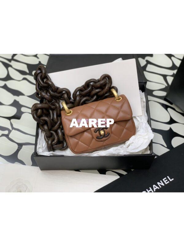 Replica Chanel Mini Flap Bag in Lambskin Wenge Wood AS4165 Light Brown
