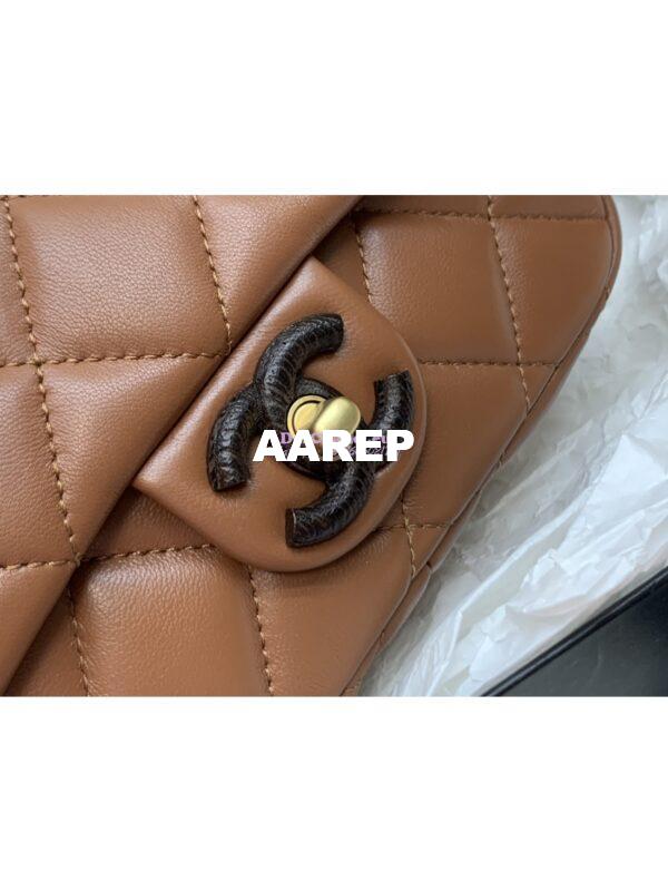 Replica Chanel Mini Flap Bag in Lambskin Wenge Wood AS4165 Light Brown 2