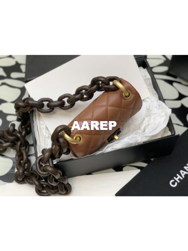 Replica Chanel Mini Flap Bag in Lambskin Wenge Wood AS4165 Light Brown 3
