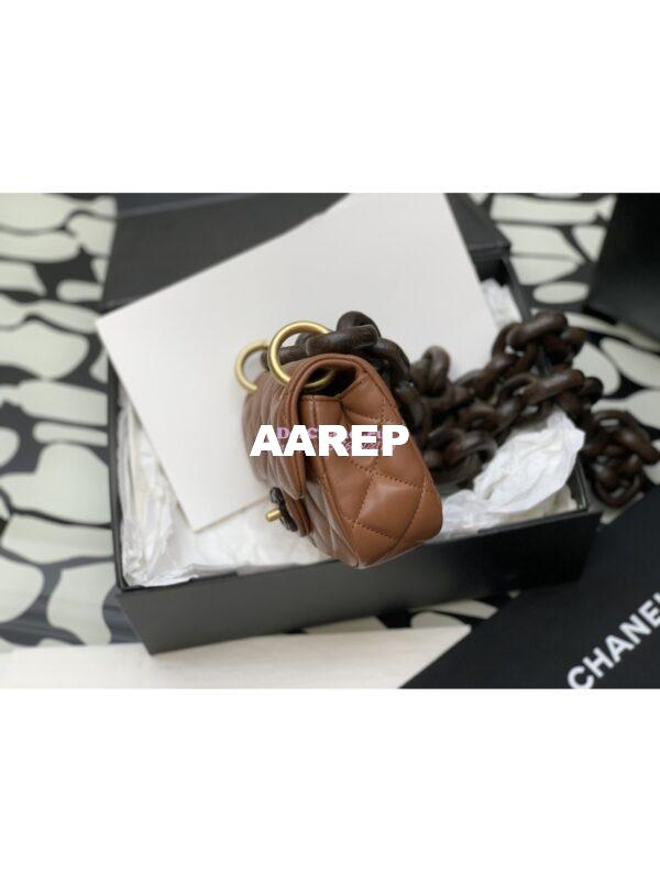 Replica Chanel Mini Flap Bag in Lambskin Wenge Wood AS4165 Light Brown 4