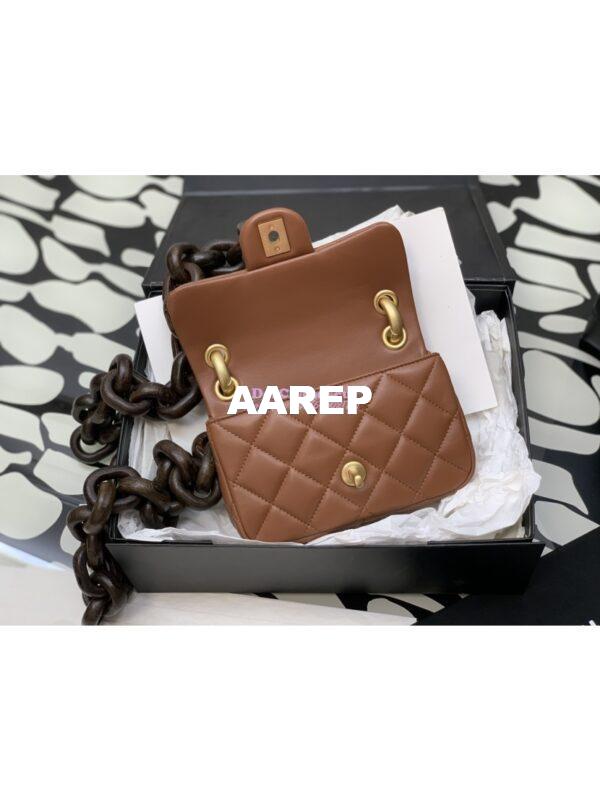 Replica Chanel Mini Flap Bag in Lambskin Wenge Wood AS4165 Light Brown 7