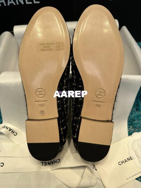 Replica Chanel Quilted Tweed and Grossgrain Cap Toe Ballerinas G02819 Black Gold 11