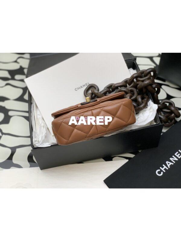 Replica Chanel Mini Flap Bag in Lambskin Wenge Wood AS4165 Light Brown 9