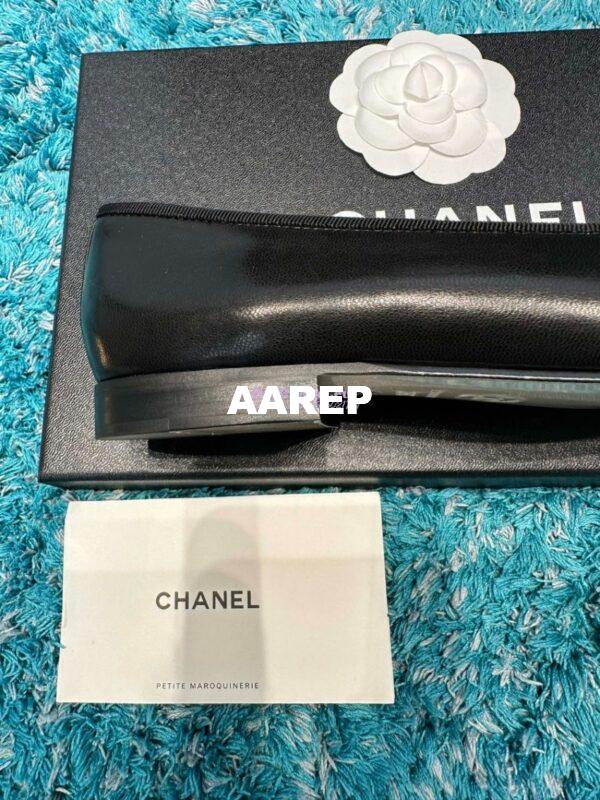 Replica Chanel Lambskin Gold Cap Toe Ballerinas G02819 Black lambskin 8