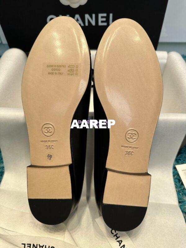 Replica Chanel Lambskin Gold Cap Toe Ballerinas G02819 Black lambskin 9