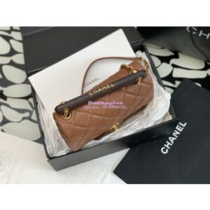 Replica Chanel Small Flap Bag With Wenge Wood Top Handle AS4151 Light Brown 2