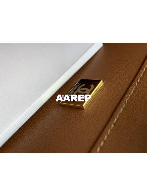 Replica Chanel Small Flap Bag With Wenge Wood Top Handle AS4151 Light Brown 10