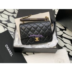 Replica Chanel Small Flap Bag With Wenge Wood Top Handle AS4151 Black