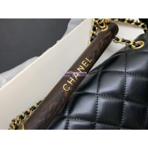 Replica Chanel Small Flap Bag With Wenge Wood Top Handle AS4151 Black 2