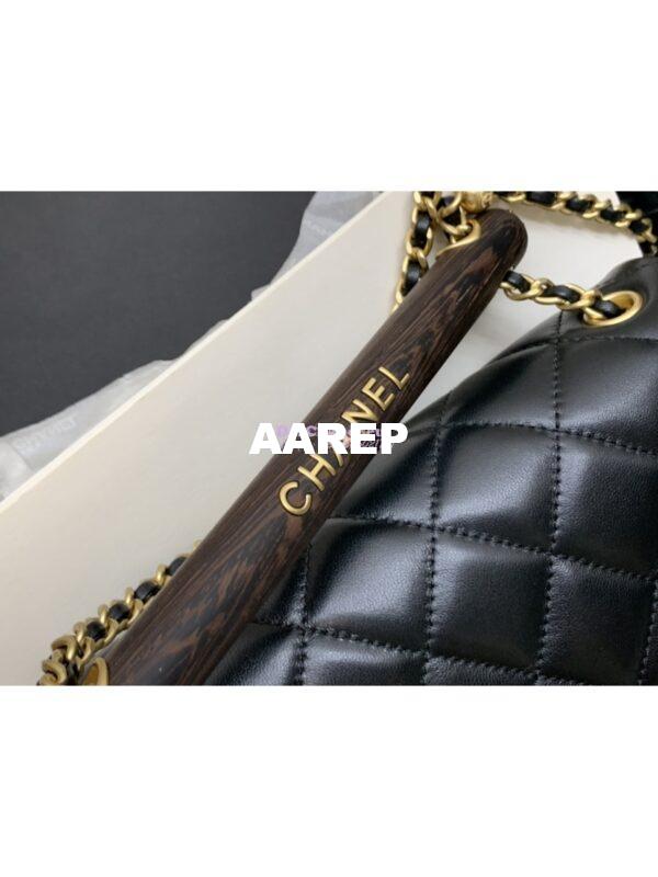 Replica Chanel Small Flap Bag With Wenge Wood Top Handle AS4151 Black 2