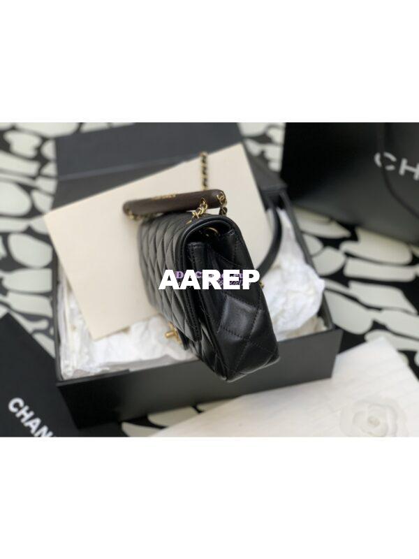 Replica Chanel Small Flap Bag With Wenge Wood Top Handle AS4151 Black 3