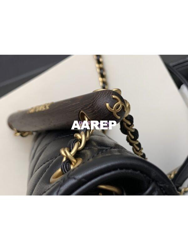Replica Chanel Small Flap Bag With Wenge Wood Top Handle AS4151 Black 4