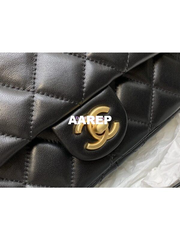 Replica Chanel Small Flap Bag With Wenge Wood Top Handle AS4151 Black 5