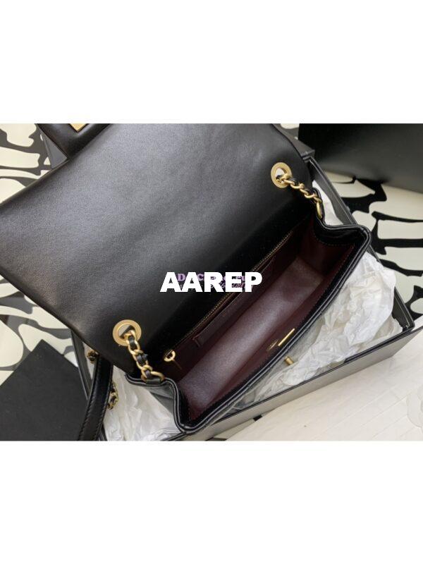 Replica Chanel Small Flap Bag With Wenge Wood Top Handle AS4151 Black 6