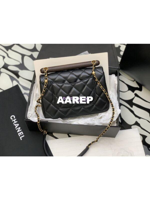 Replica Chanel Small Flap Bag With Wenge Wood Top Handle AS4151 Black 8