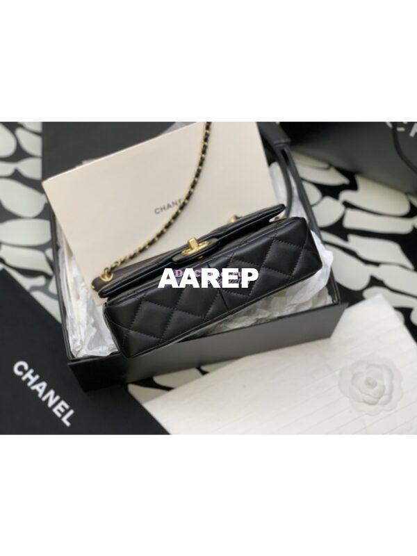 Replica Chanel Small Flap Bag With Wenge Wood Top Handle AS4151 Black 9