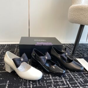 Replica Chanel Mary Jane Calfskin & Grosgrain Heel 60mm G45356