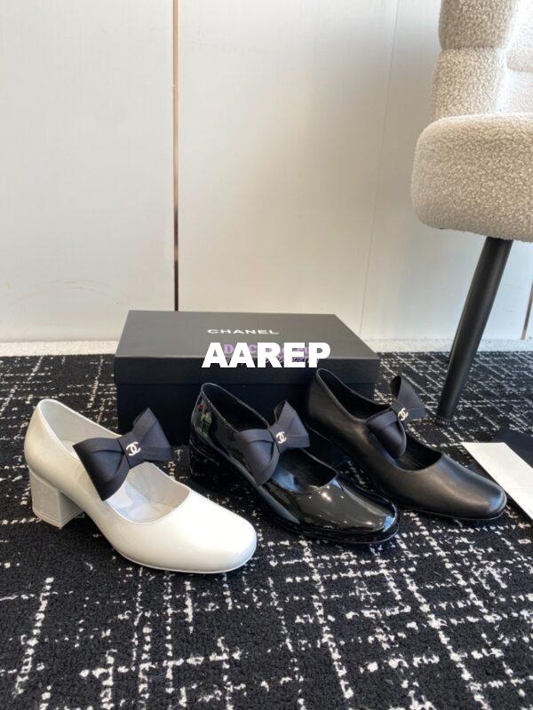Replica Chanel Mary Jane Calfskin & Grosgrain Heel 60mm G45356