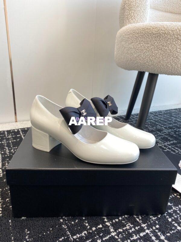 Replica Chanel Mary Jane Calfskin & Grosgrain Heel 60mm G45356 4