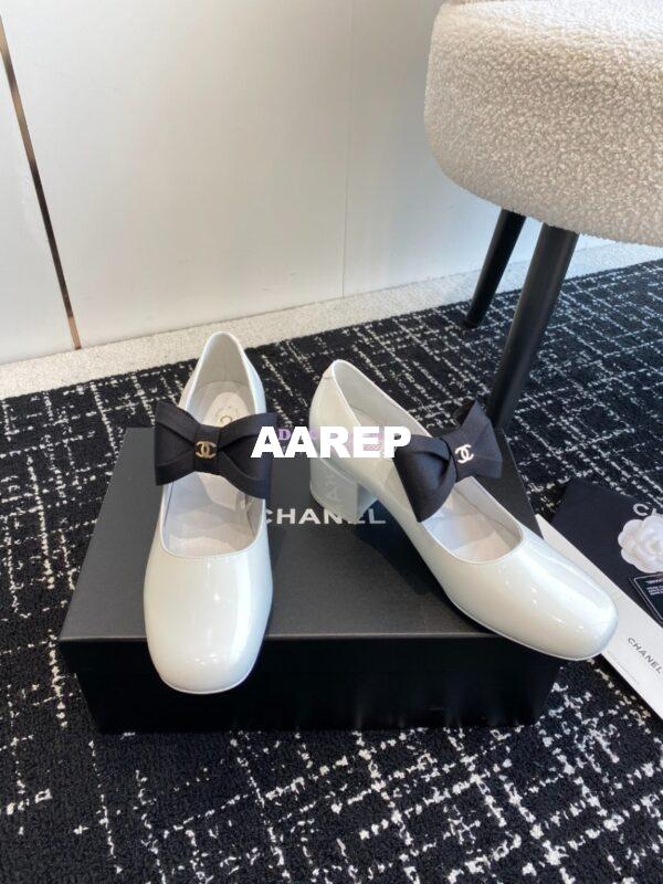 Replica Chanel Mary Jane Calfskin & Grosgrain Heel 60mm G45356 8