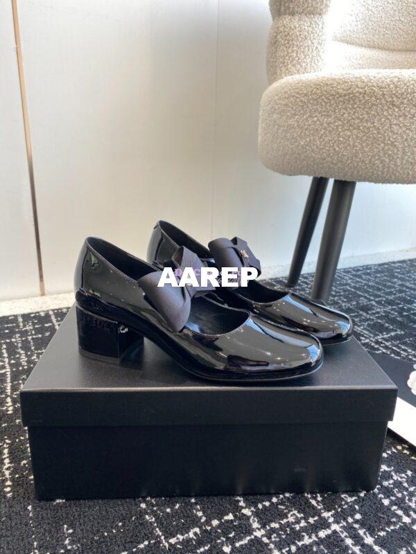 Replica Chanel Mary Jane Calfskin & Grosgrain Heel 60mm G45356 11