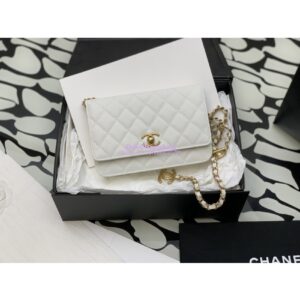 Replica Chanel Wallet on Chain in Pearly Grained Calfskin AP3479 White