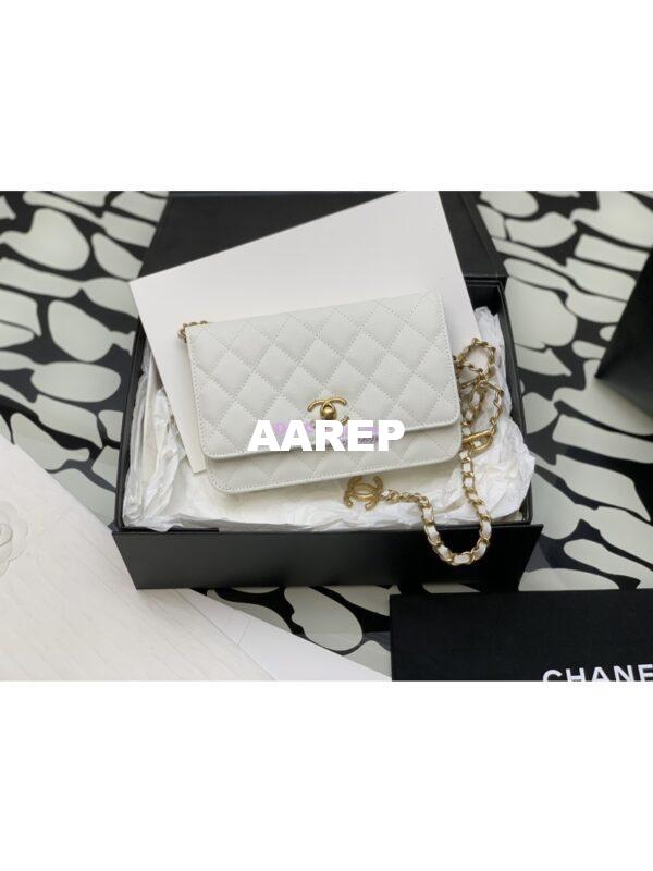 Replica Chanel Wallet on Chain in Pearly Grained Calfskin AP3479 White 3