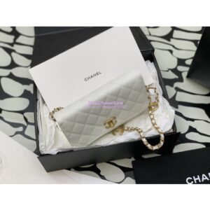 Replica Chanel Wallet on Chain in Pearly Grained Calfskin AP3479 White 2