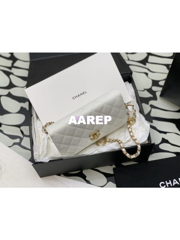 Replica Chanel Wallet on Chain in Pearly Grained Calfskin AP3479 White 4