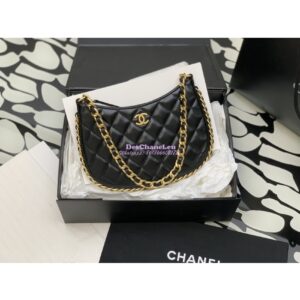 Replica Chanel Hobo Handbag in Shiny Crumpled Lambskin AS4378 Black