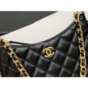 Replica Chanel Hobo Handbag in Shiny Crumpled Lambskin AS4378 Black 2