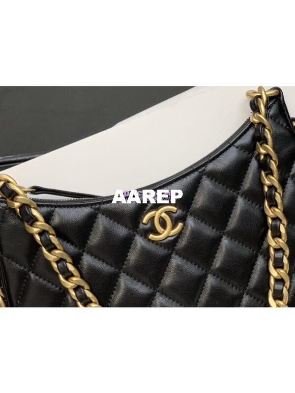 Replica Chanel Hobo Handbag in Shiny Crumpled Lambskin AS4378 Black 2