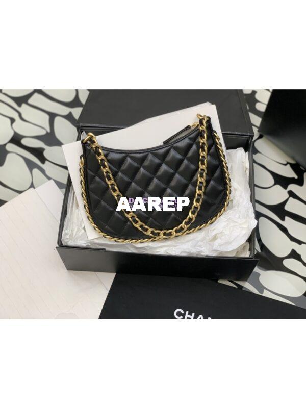 Replica Chanel Hobo Handbag in Shiny Crumpled Lambskin AS4378 Black 9