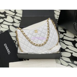 Replica Chanel Large Hobo Bag in Shiny Crumpled Lambskin AS4368 White