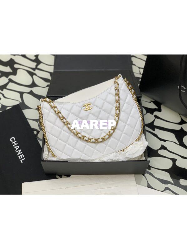 Replica Chanel Large Hobo Bag in Shiny Crumpled Lambskin AS4368 White 3