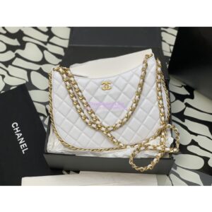 Replica Chanel Large Hobo Bag in Shiny Crumpled Lambskin AS4368 White 2