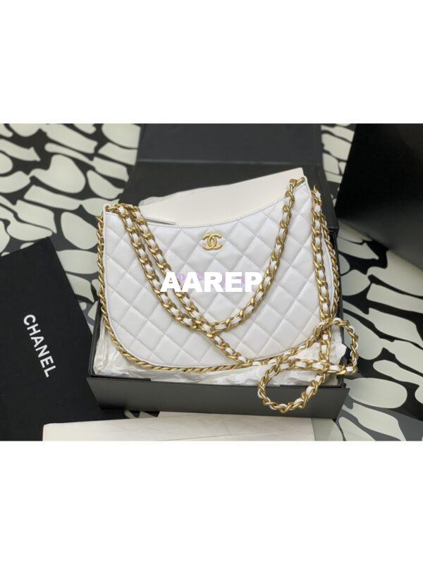 Replica Chanel Large Hobo Bag in Shiny Crumpled Lambskin AS4368 White 4