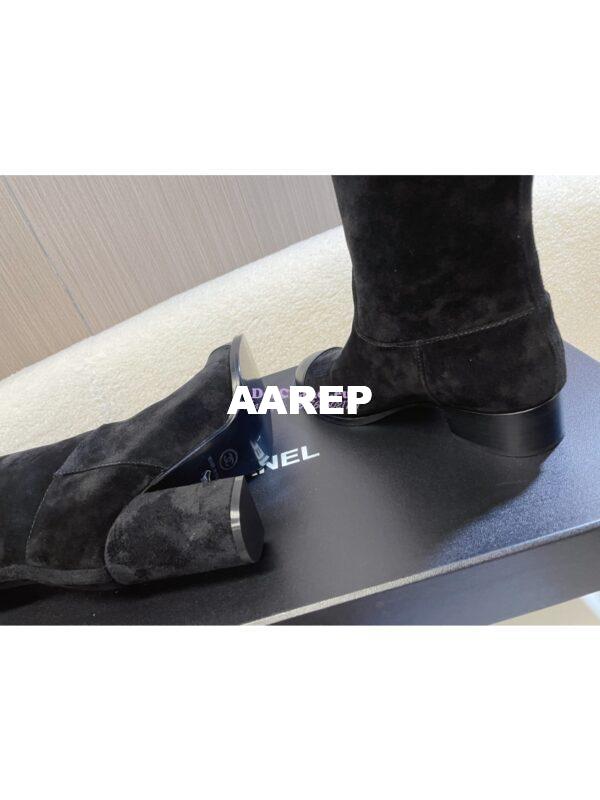 Replica Chanel 23K Suede Calfskin & Lambskin High Boots Heel 9cm G45200 Black 13