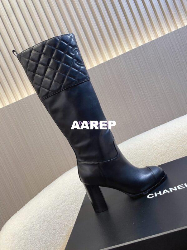 Replica Chanel 23K Lambskin High Boots Heel 9cm G45200 Black