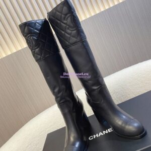 Replica Chanel 23K Lambskin High Boots Heel 9cm G45200 Black 2