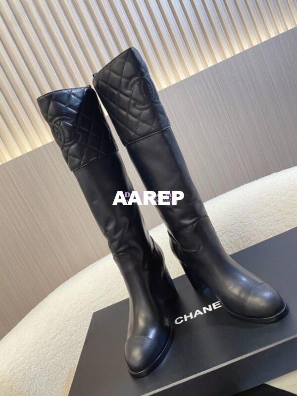 Replica Chanel 23K Lambskin High Boots Heel 9cm G45200 Black 2