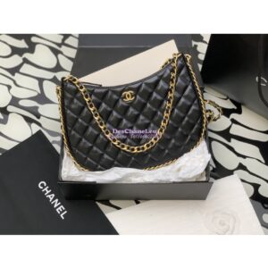 Replica Chanel Large Hobo Bag in Shiny Crumpled Lambskin AS4368 Black