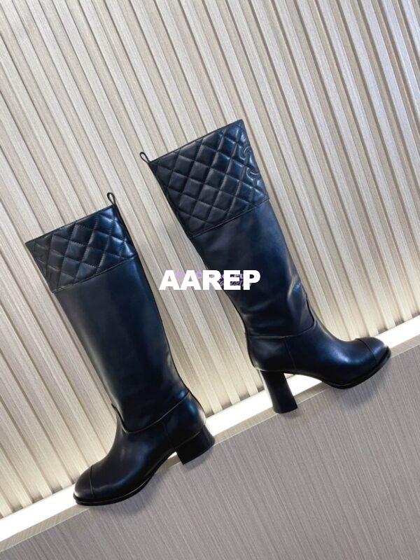 Replica Chanel 23K Lambskin High Boots Heel 9cm G45200 Black 3