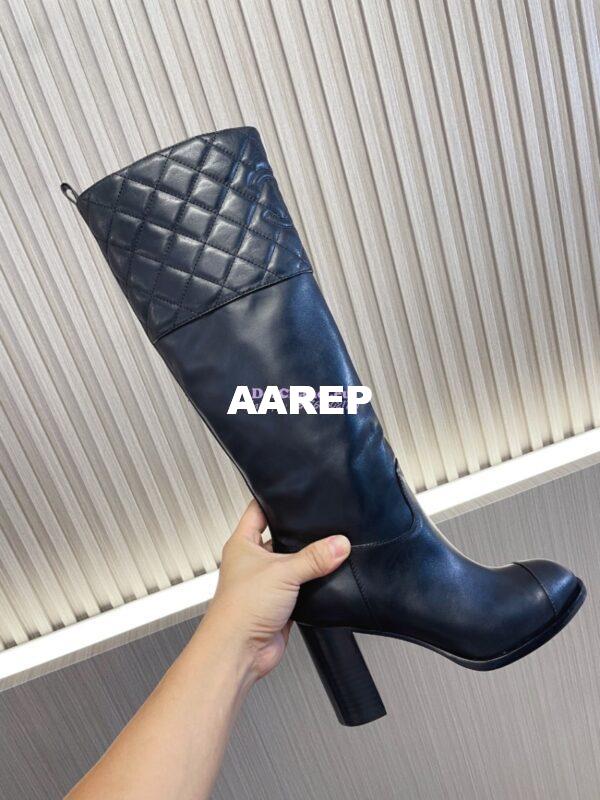 Replica Chanel 23K Lambskin High Boots Heel 9cm G45200 Black 5